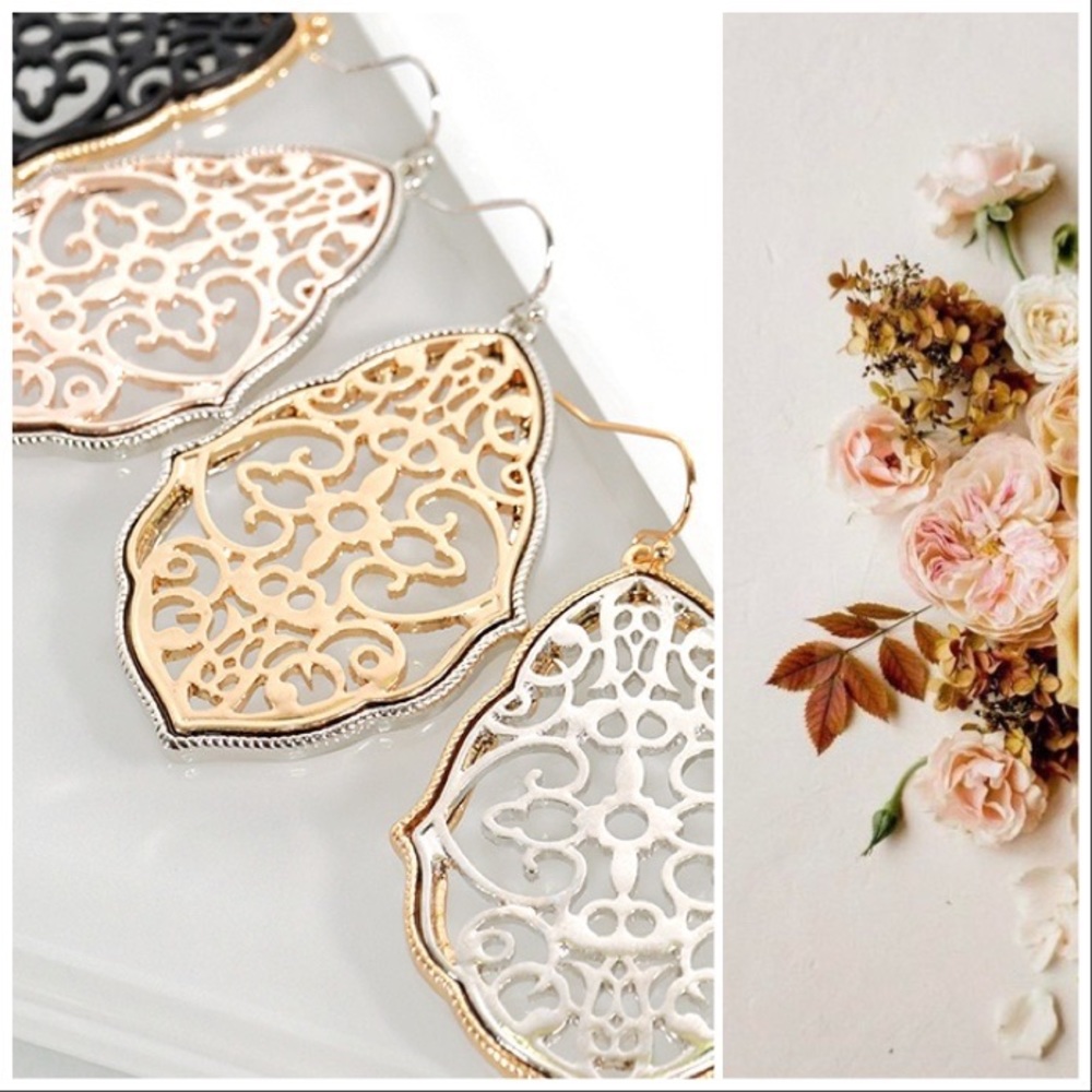 *CLEARANCE* Moroccan Tile Filigree Earrings - Picture 3 of 6